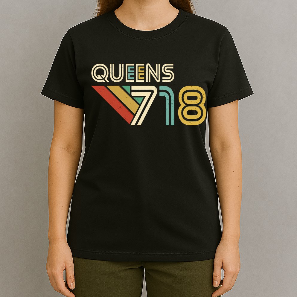 Queens 718 New York City State Vintage Queens Area Code T-Shirt