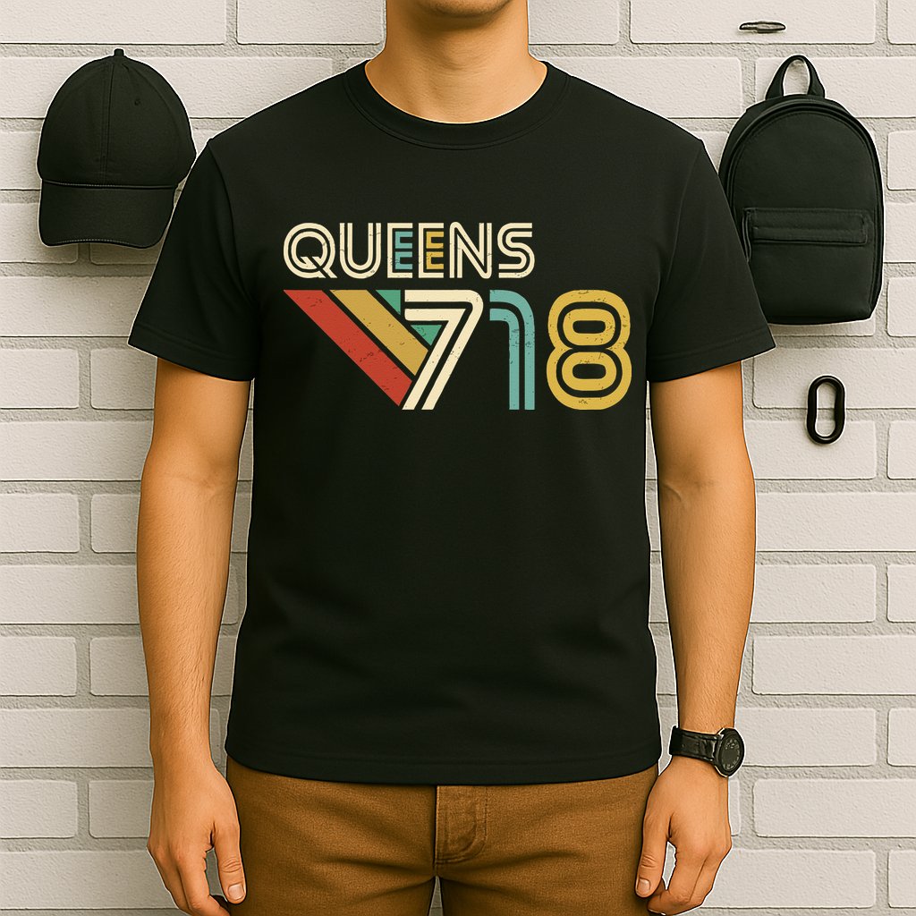 Queens 718 New York City State Vintage Queens Area Code T-Shirt