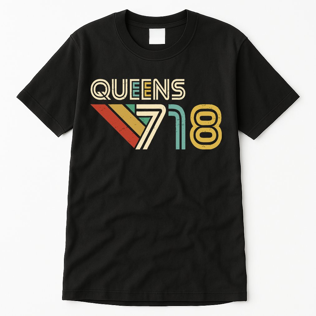 Queens 718 New York City State Vintage Queens Area Code Tall T-Shirt