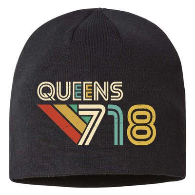 Queens 718 New York City State Vintage Queens Area Code Sustainable Beanie