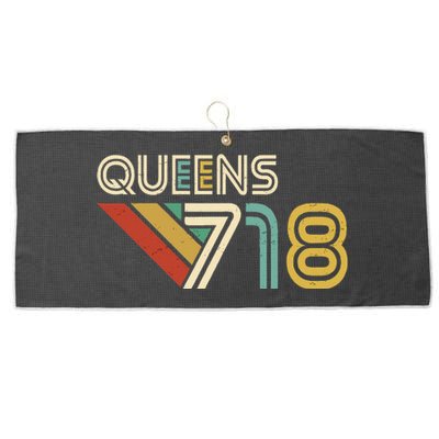 Queens 718 New York City State Vintage Queens Area Code Large Microfiber Waffle Golf Towel