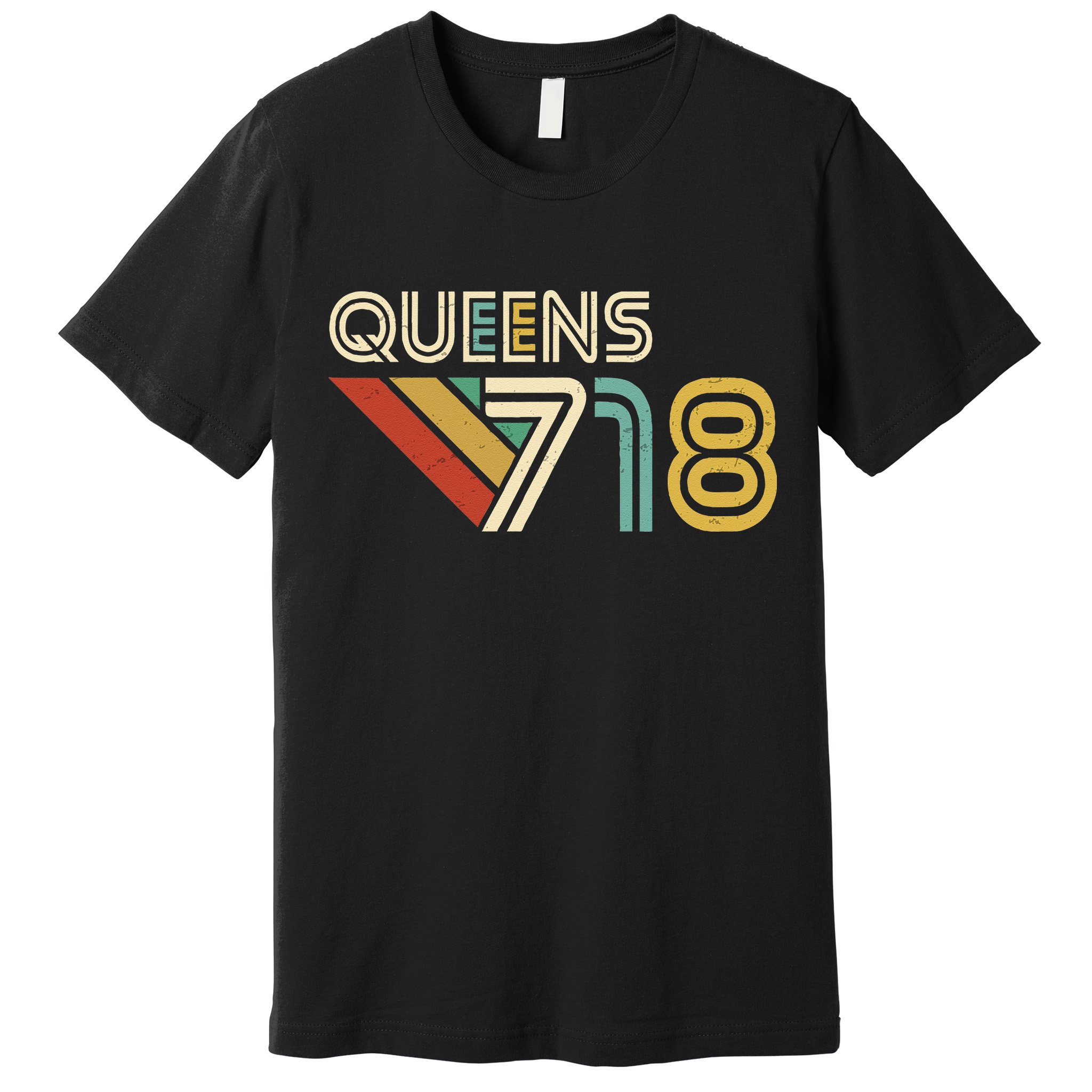 Queens 718 New York City State Vintage Queens Area Code Premium T-Shirt
