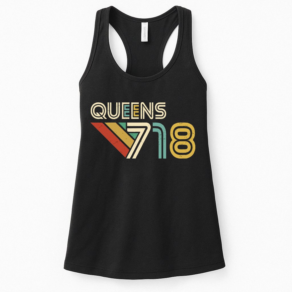 Queens 718 New York City State Vintage Queens Area Code Womens Tank Top