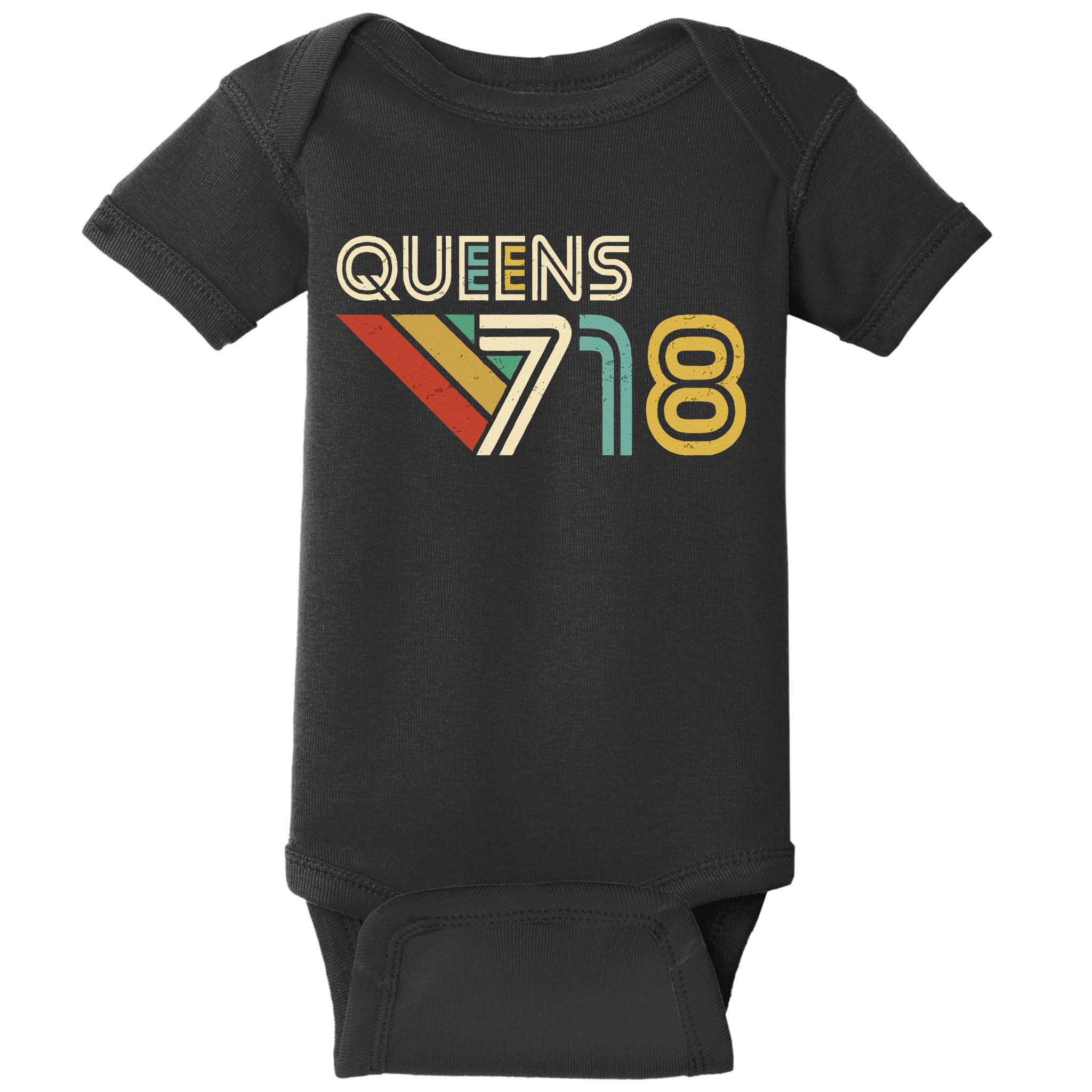 Queens 718 New York City State Vintage Queens Area Code Baby Bodysuit