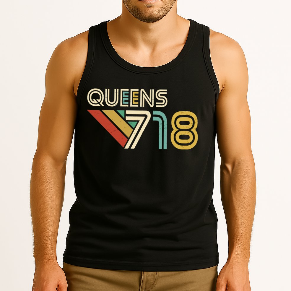 Queens 718 New York City State Vintage Queens Area Code Tank Top