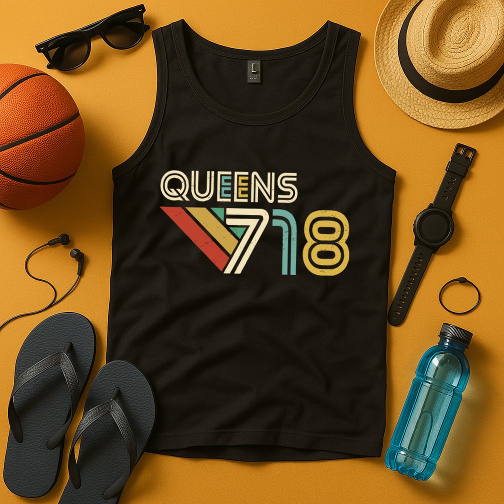 Queens 718 New York City State Vintage Queens Area Code Tank Top