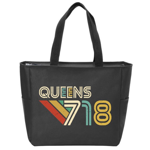 Queens 718 New York City State Vintage Queens Area Code Zip Tote Bag