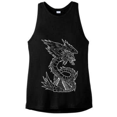 Quetzalcoatl Ancient Aztec Serpent Mayan Temple Inca Toltec Ladies PosiCharge Tri-Blend Wicking Tank