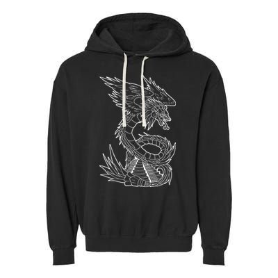 Quetzalcoatl Ancient Aztec Serpent Mayan Temple Inca Toltec Garment-Dyed Fleece Hoodie