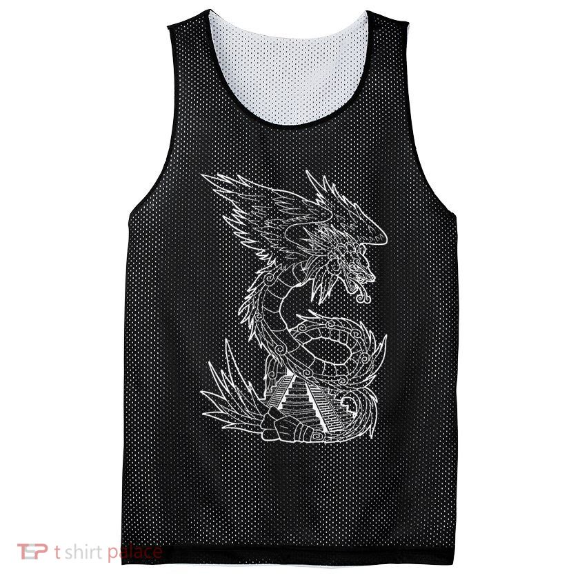 Quetzalcoatl Ancient Aztec Serpent Mayan Temple Inca Toltec Mesh Reversible Basketball Jersey Tank