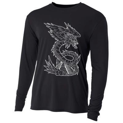 Quetzalcoatl Ancient Aztec Serpent Mayan Temple Inca Toltec Cooling Performance Long Sleeve Crew