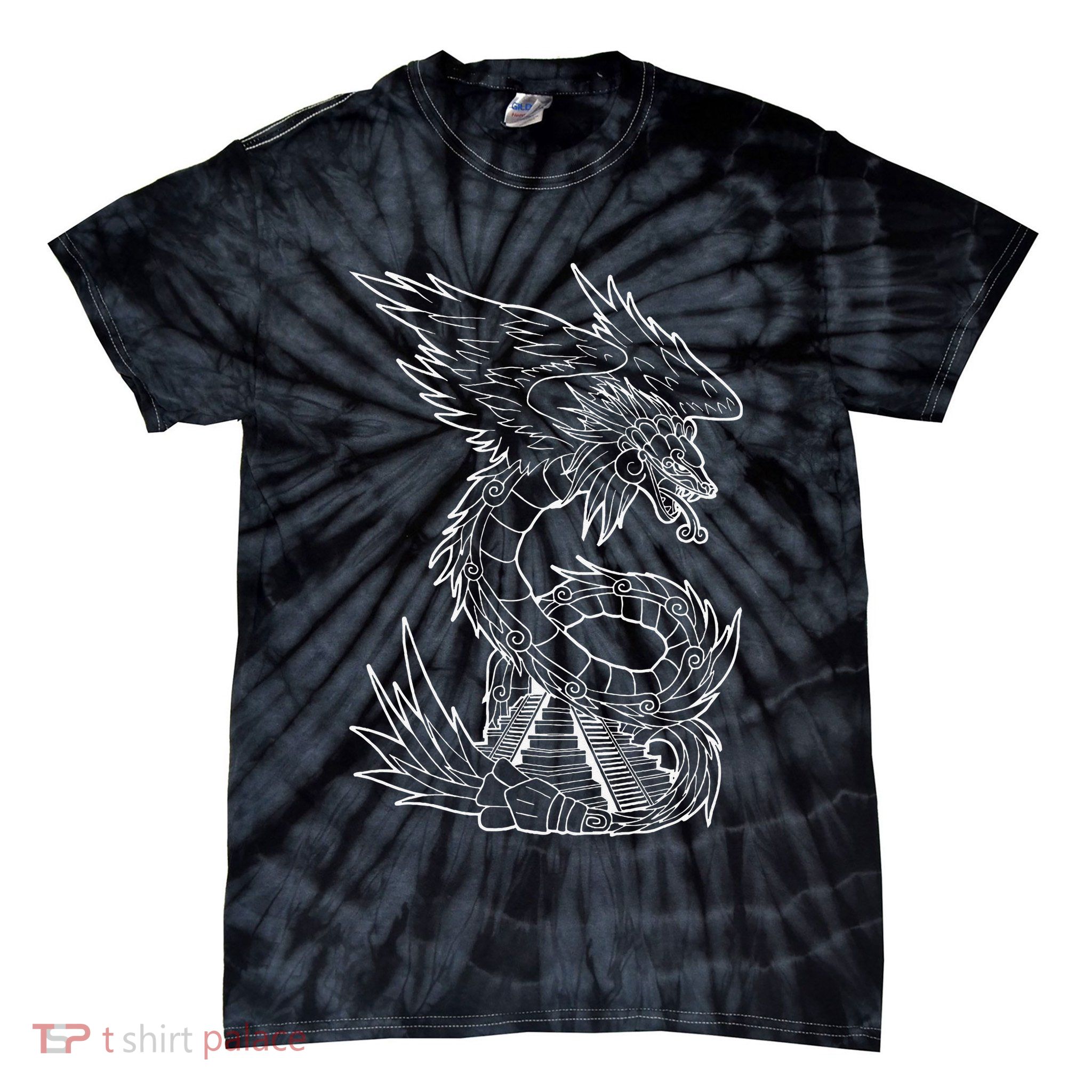 Quetzalcoatl Ancient Aztec Serpent Mayan Temple Inca Toltec Tie-Dye T-Shirt
