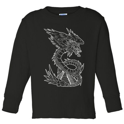 Quetzalcoatl Ancient Aztec Serpent Mayan Temple Inca Toltec Toddler Long Sleeve Shirt