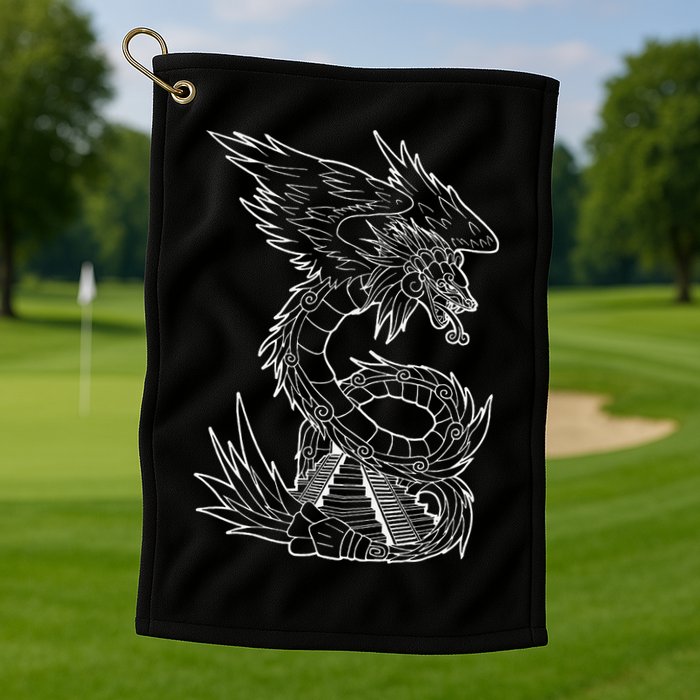 Quetzalcoatl Ancient Aztec Serpent Mayan Temple Inca Toltec Golf Towel
