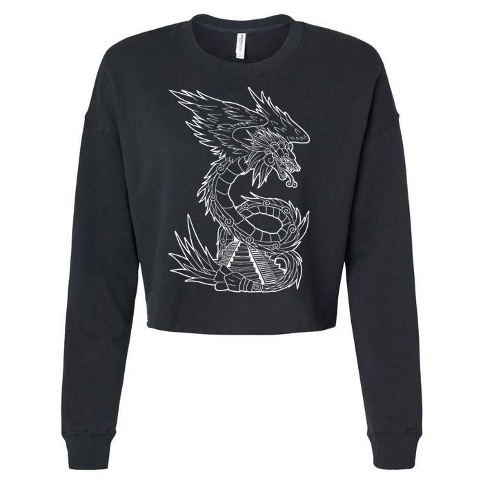 Quetzalcoatl Ancient Aztec Serpent Mayan Temple Inca Toltec Cropped Pullover Crew