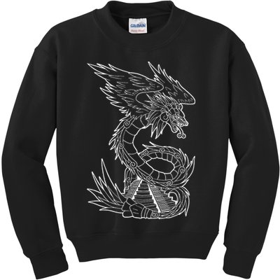Quetzalcoatl Ancient Aztec Serpent Mayan Temple Inca Toltec Kids Sweatshirt