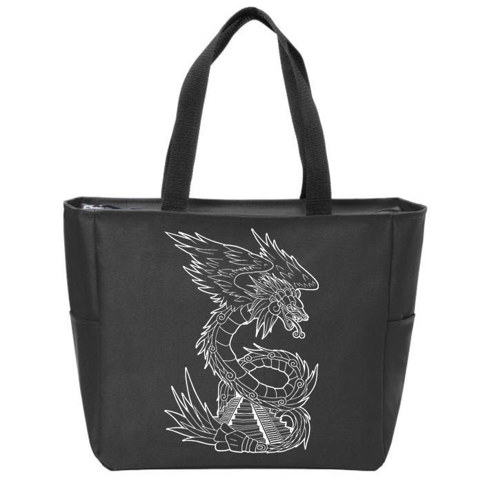 Quetzalcoatl Ancient Aztec Serpent Mayan Temple Inca Toltec Zip Tote Bag