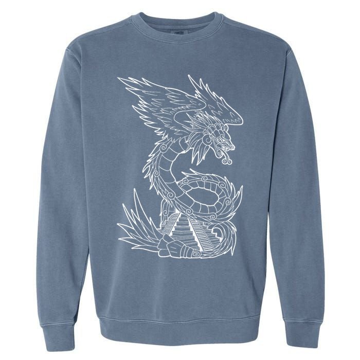 Quetzalcoatl Ancient Aztec Serpent Mayan Temple Inca Toltec Garment-Dyed Sweatshirt