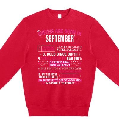 Queens Are Born In September Premium Crewneck Sweatshirt