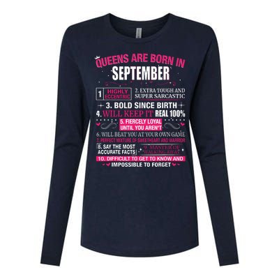 Queens Are Born In September Womens Cotton Relaxed Long Sleeve T-Shirt