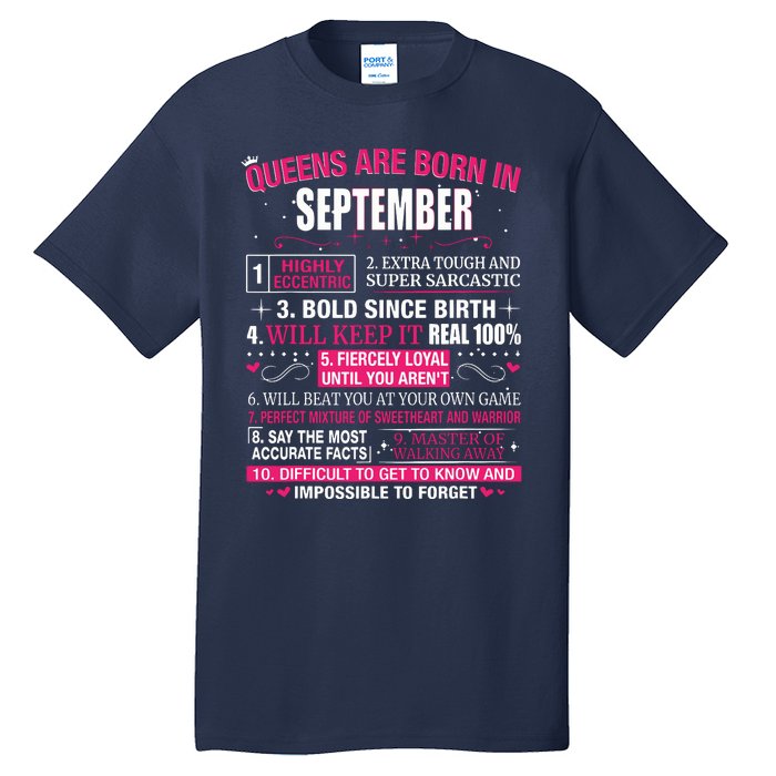 Queens Are Born In September Tall T-Shirt