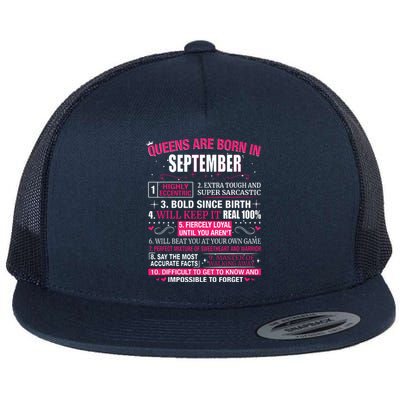 Queens Are Born In September Flat Bill Trucker Hat