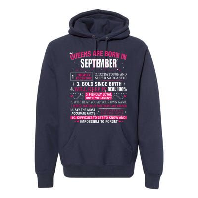 Queens Are Born In September Premium Hoodie