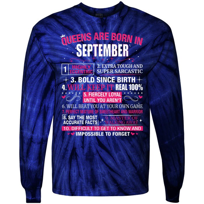 Queens Are Born In September Tie-Dye Long Sleeve Shirt