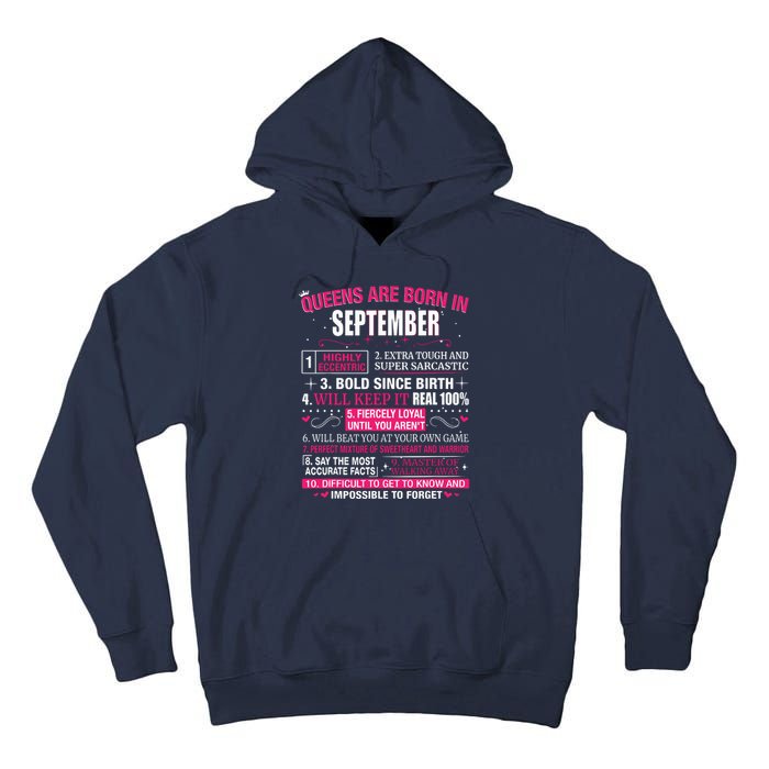 Queens Are Born In September Tall Hoodie