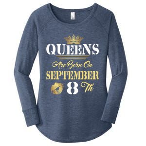 Queens Are Born On September 8th Sept Birthday Pride Meaningful Gift Women's Perfect Tri Tunic Long Sleeve Shirt