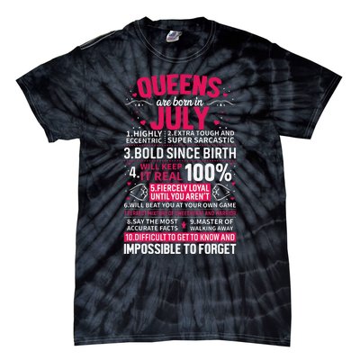 Queens Are Born in July Tie-Dye T-Shirt