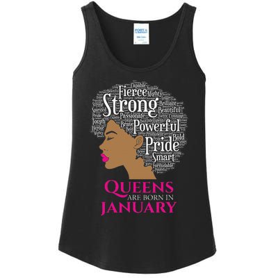 Queens Are Born In January Birthday Black Wo Ladies Essential Tank