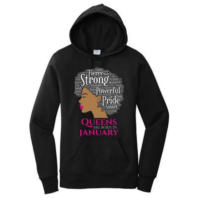 Queens Are Born In January Birthday Black Wo Women's Pullover Hoodie