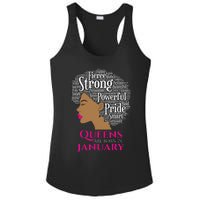 Queens Are Born In January Birthday Black Wo Ladies PosiCharge Competitor Racerback Tank