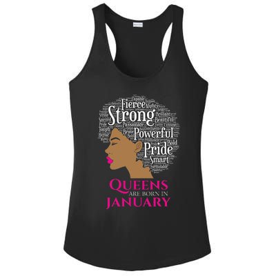 Queens Are Born In January Birthday Black Wo Ladies PosiCharge Competitor Racerback Tank