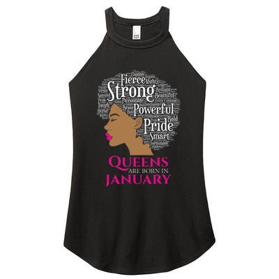 Queens Are Born In January Birthday Black Wo Women's Perfect Tri Rocker Tank