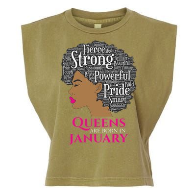 Queens Are Born In January Birthday Black Wo Garment-Dyed Women's Muscle Tee