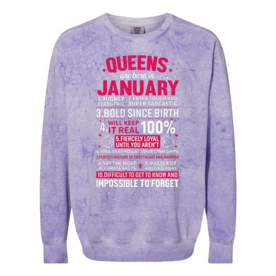 Queens Are Born in January Birthday Gifts Colorblast Crewneck Sweatshirt