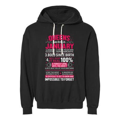 Queens Are Born in January Birthday Gifts Garment-Dyed Fleece Hoodie