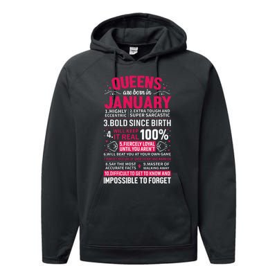 Queens Are Born in January Birthday Gifts Performance Fleece Hoodie