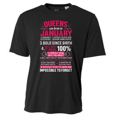 Queens Are Born in January Birthday Gifts Cooling Performance Crew T-Shirt