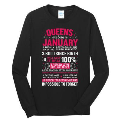 Queens Are Born in January Birthday Gifts Tall Long Sleeve T-Shirt