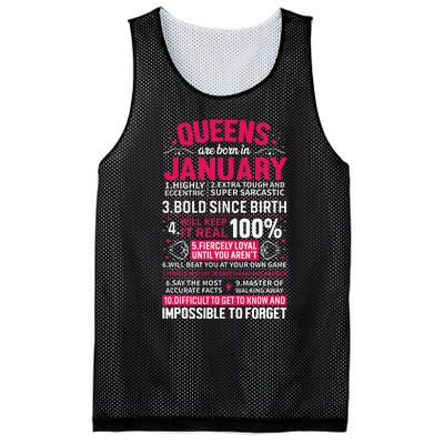 Queens Are Born in January Birthday Gifts Mesh Reversible Basketball Jersey Tank