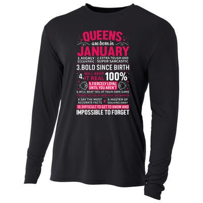 Queens Are Born in January Birthday Gifts Cooling Performance Long Sleeve Crew