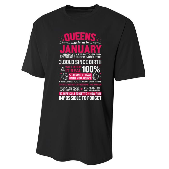 Queens Are Born in January Birthday Gifts Performance Sprint T-Shirt