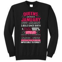 Queens Are Born in January Birthday Gifts Tall Sweatshirt