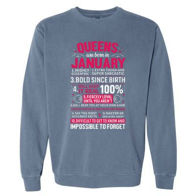 Queens Are Born in January Birthday Gifts Garment-Dyed Sweatshirt