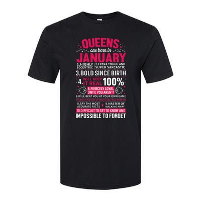 Queens Are Born in January Birthday Gifts Softstyle® CVC T-Shirt