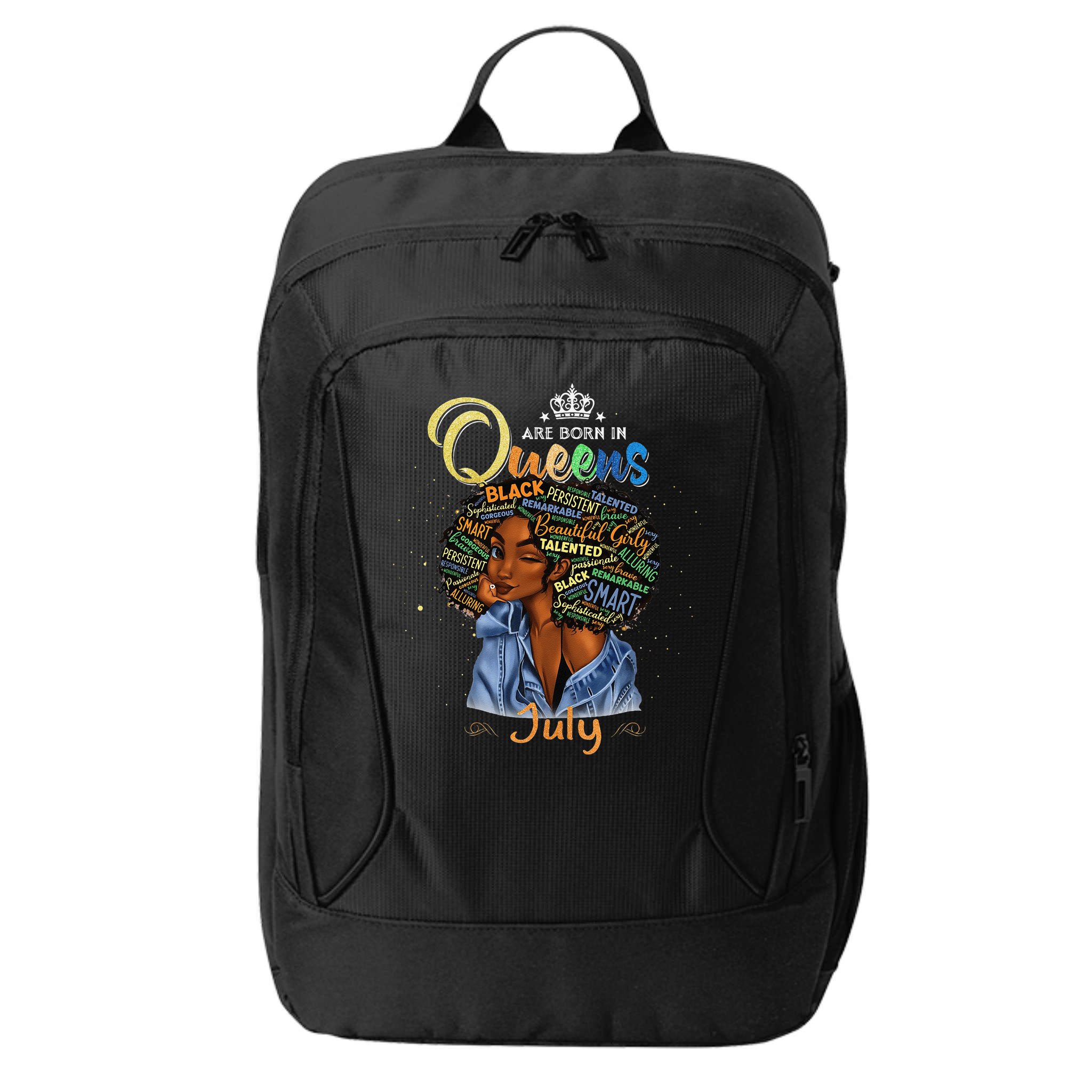 Queens Are Born In July Black Cancer Leo Birthday Gift City Backpack