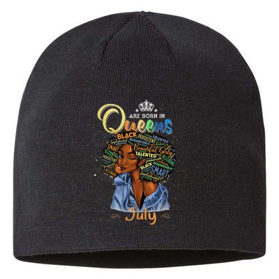 Queens Are Born In July Black Cancer Leo Birthday Gift Sustainable Beanie